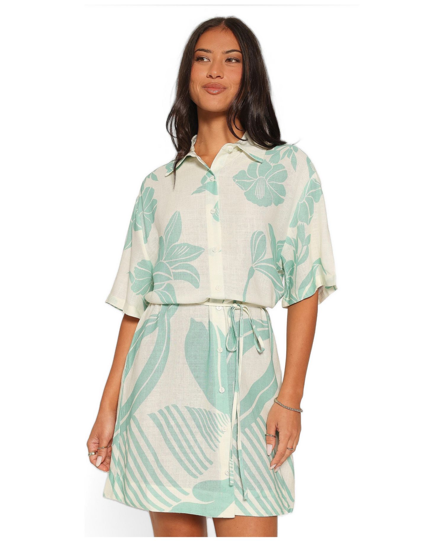 Women's Karmon Floral-Print Button-Down Mini Dress