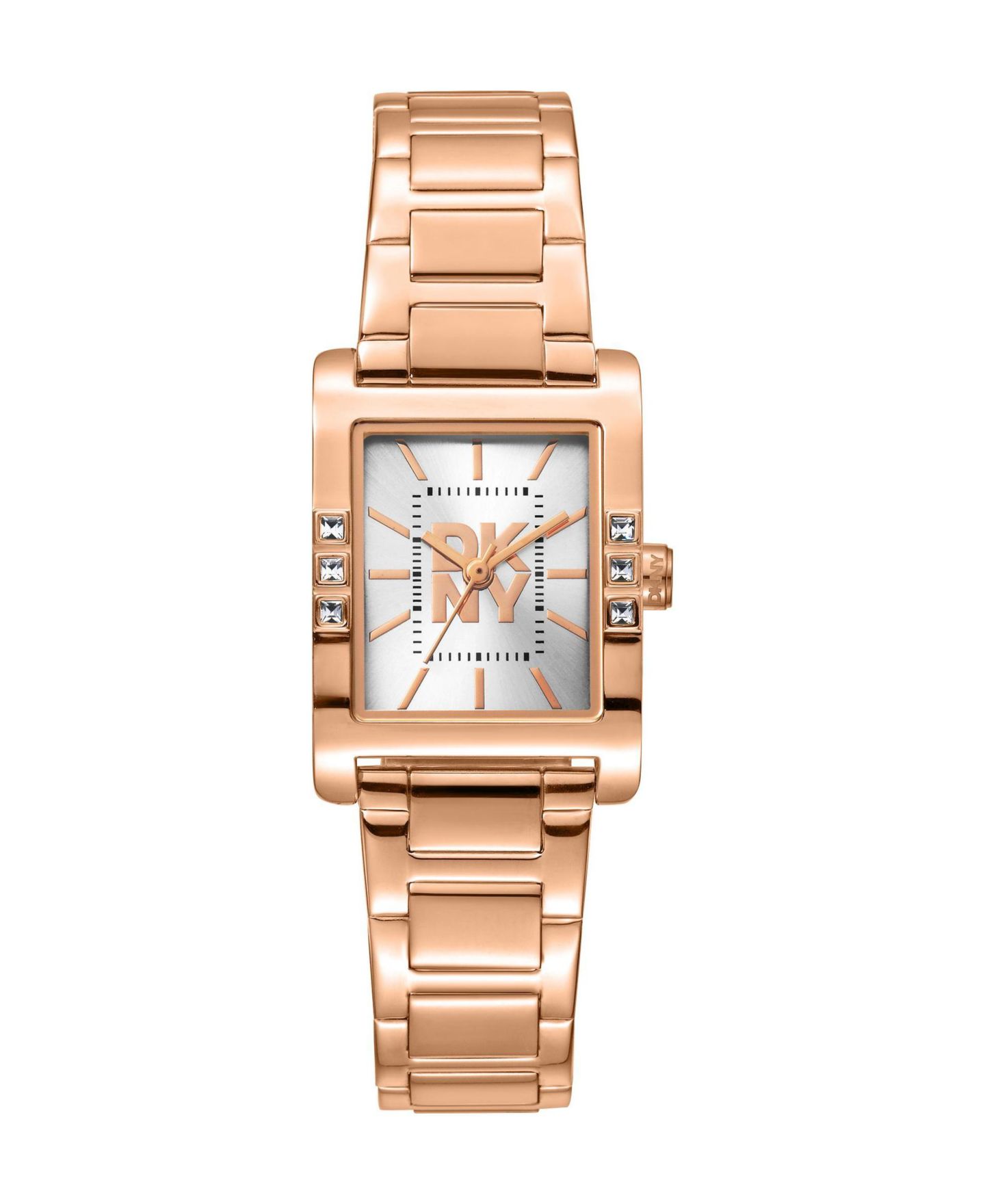 Женские часы DKNY Logo Quartz Water-Resistant IP Rose Stainless Steel Bracelet Watch, 22 mm, цвет: Розовый — фото 1