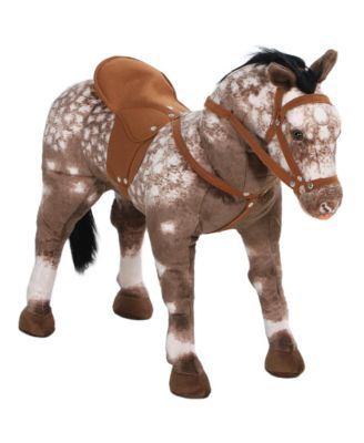 Plush Riding Pony with Neighing Sound and Independent Saddle Ride-On, 132 lbs, Ages 3-8