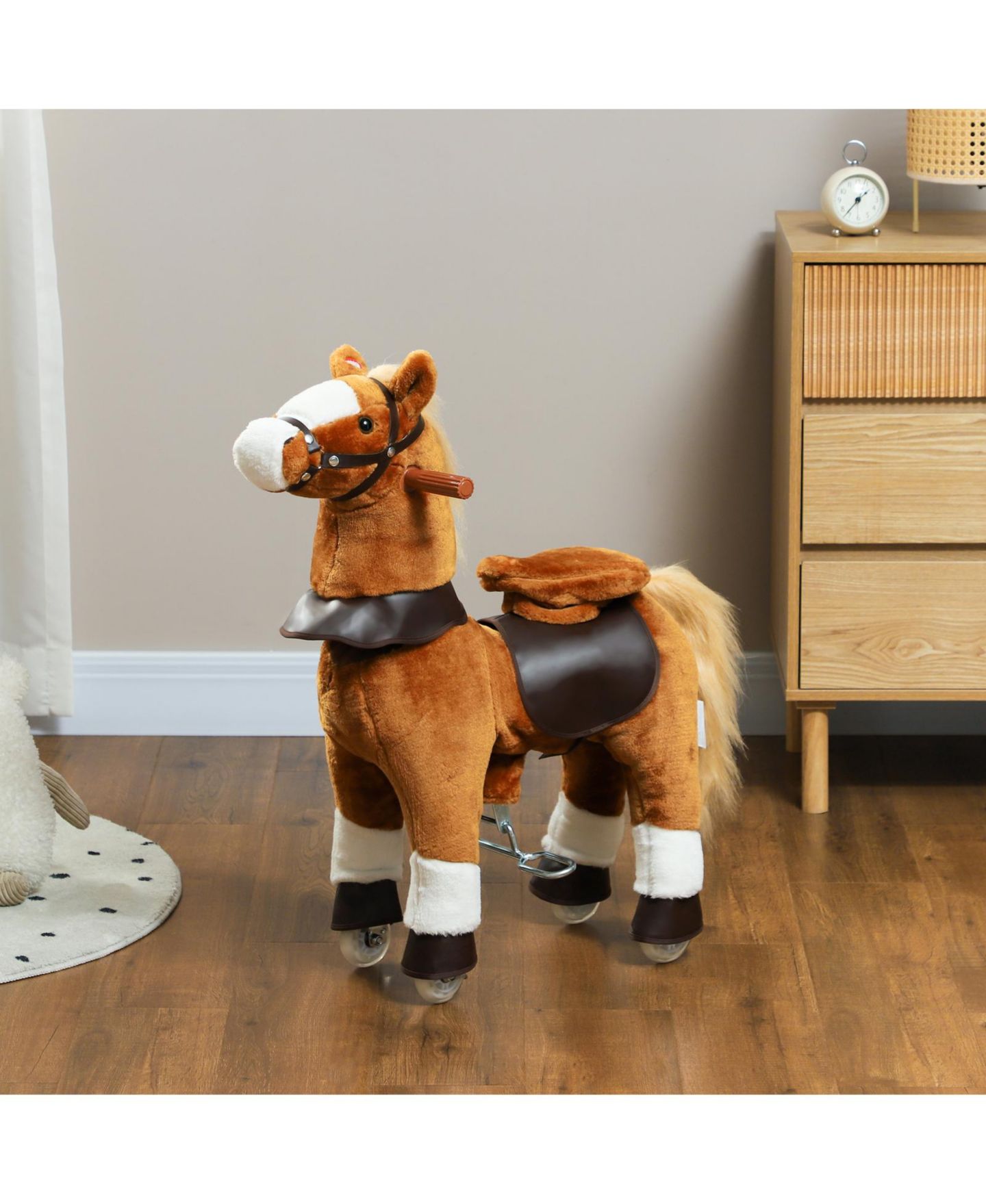 Детская мягкая игрушка Glintex Ride On Walking Horse Plush Foot-Powered Toy with Neighing Sound and 132-lb Capacity, Ages 3-5, цвет: Коричневый — фото 9