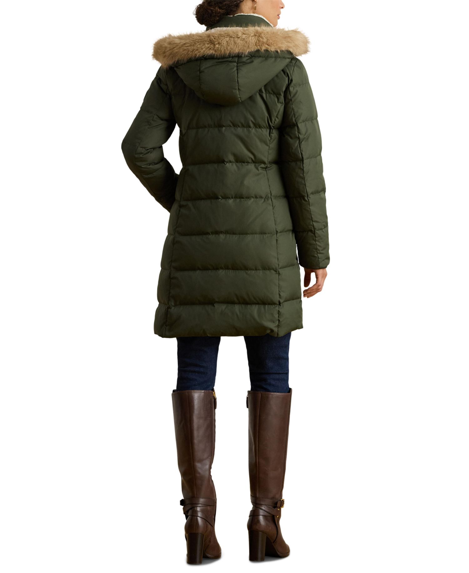 Women's Hooded Down Channel-Quilted Coat