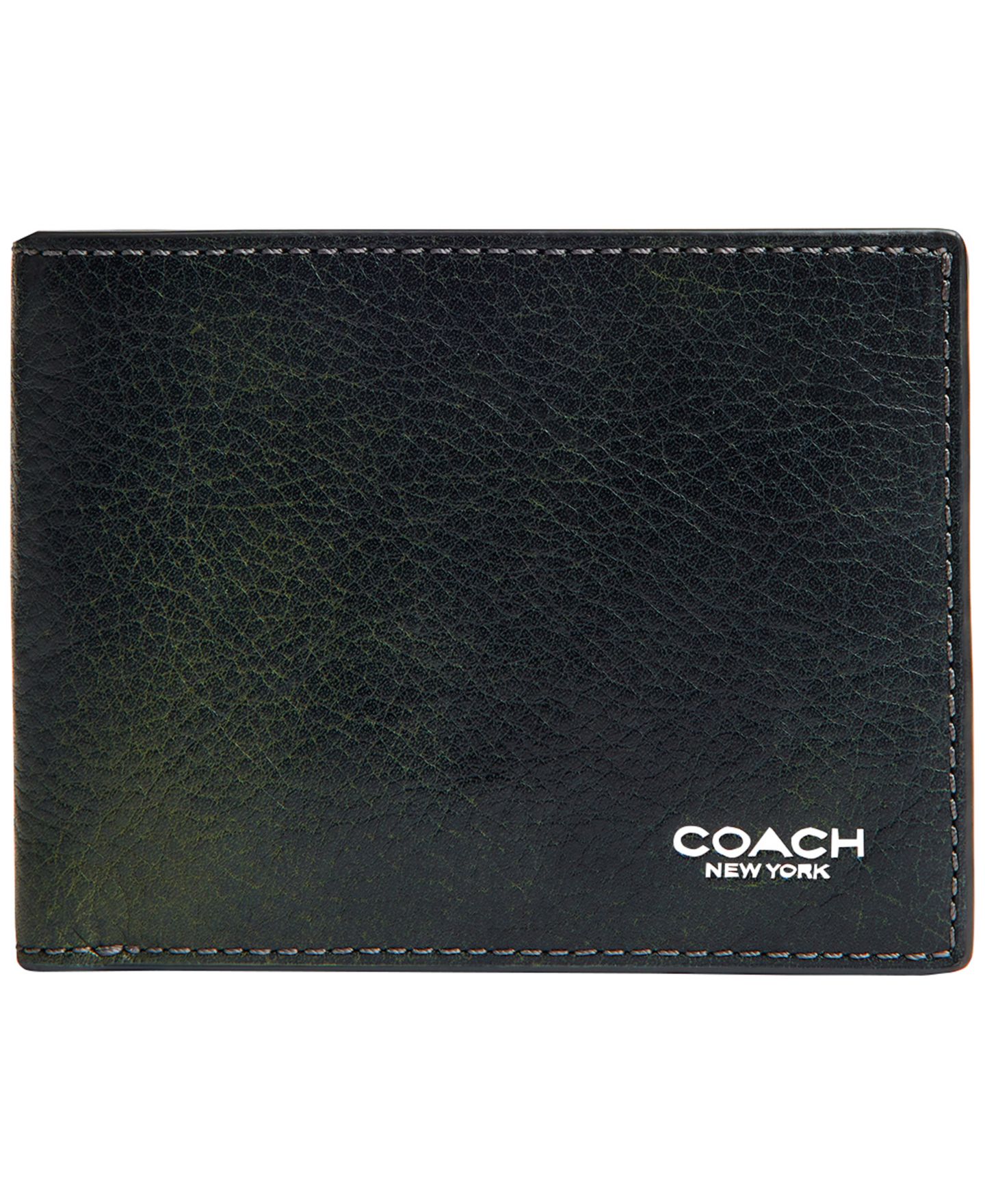 Мужской кошелёк COACH Slim Billfold Two Tone Wallet, цвет: Тёмно-синий / Зелёный — фото 1