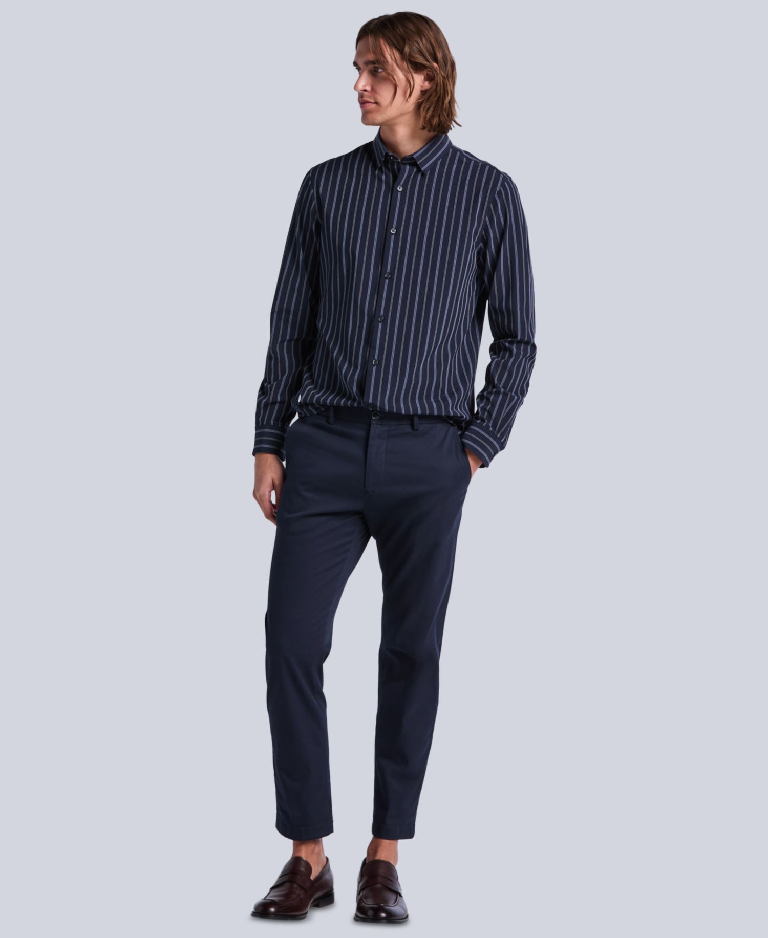Men's Slim-Fit Stripe Dynamic-Stretch Shirt