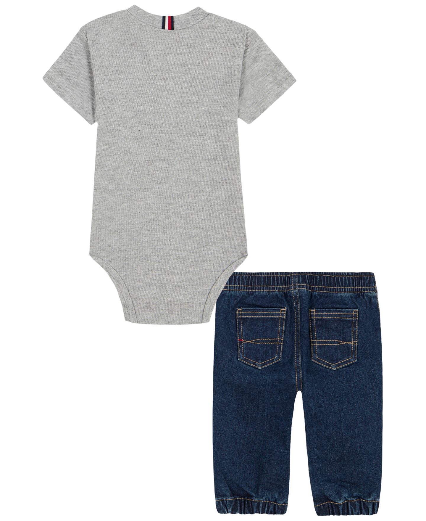 Комплект Tommy Hilfiger Short-Sleeve Denim Bodysuit and Jogger Pants, 2-Piece Set для мальчиков-малышей, цвет: Серый / Тёмно-синий — фото 2