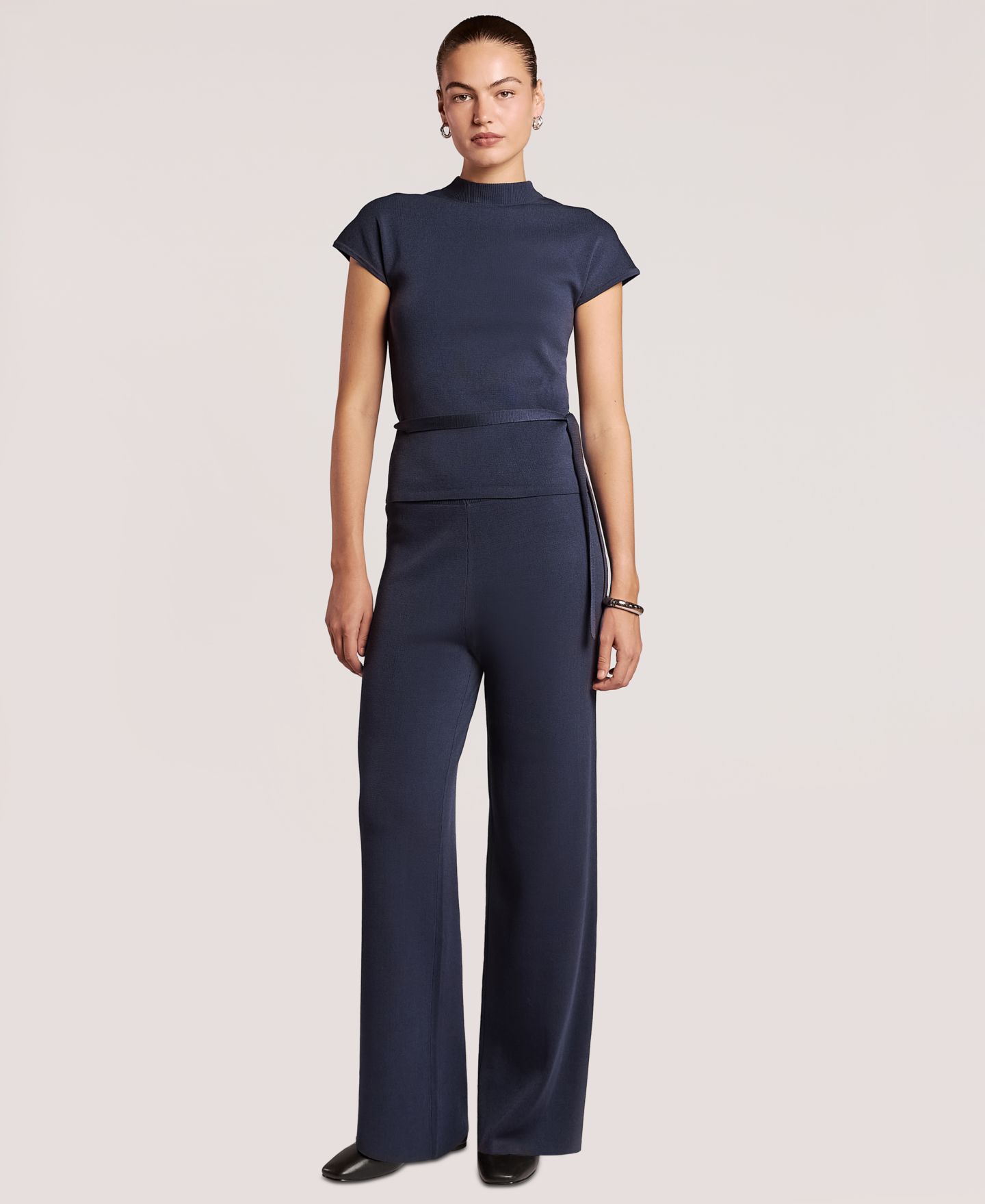 Женские брюки 4th & Reckless Mirabelle Wide Leg High Waisted Pull-On, цвет: Тёмно-синий — фото 2