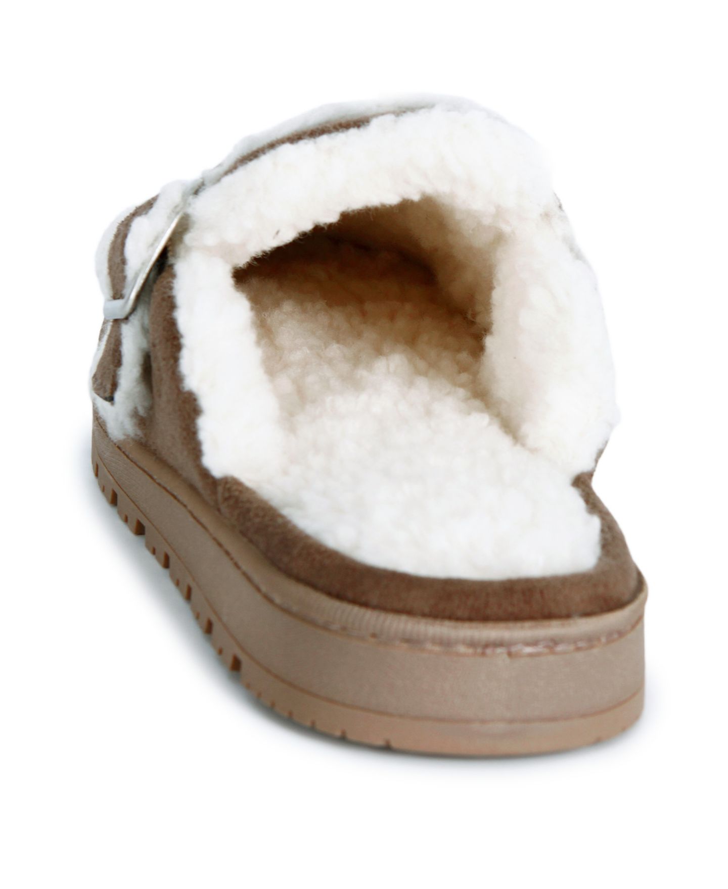 Женские тапочки Isotoner Signature Faux-Suede Buckle Scuff Memory Foam Slippers, цвет: Серо-бежевый — фото 6