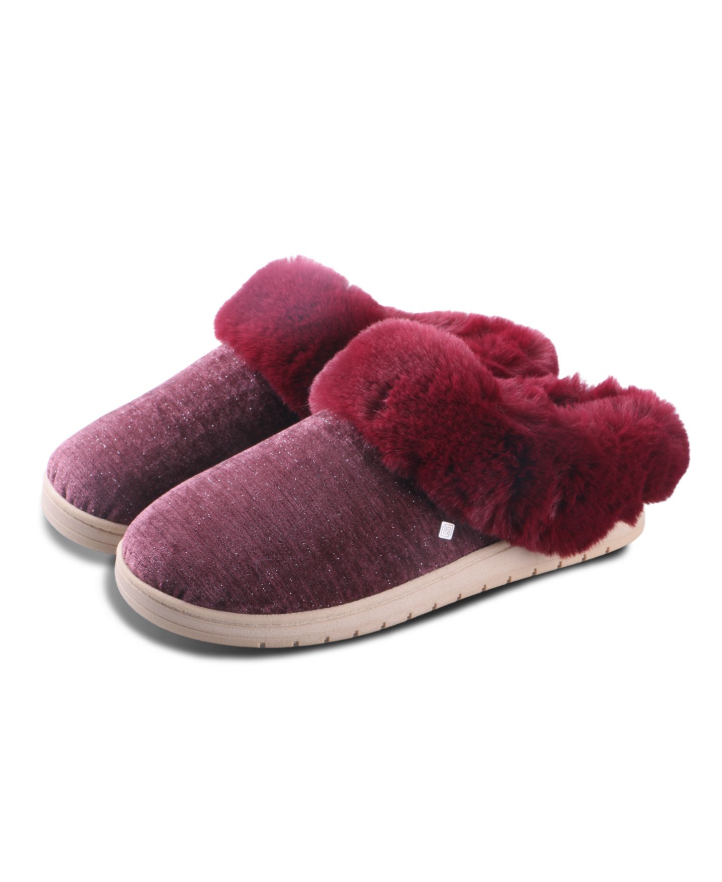 Женские сабо Isotoner Signature Faux Fur Trim Round-Toe, цвет: Burgandy — фото 5