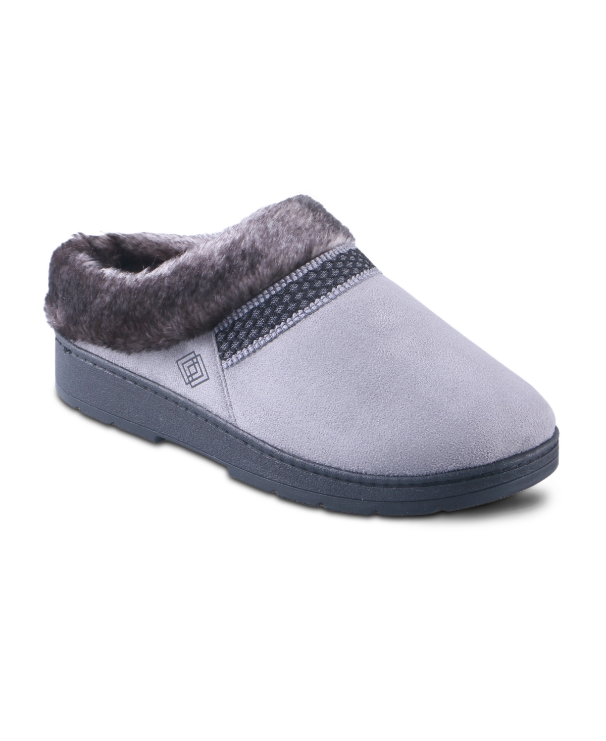 Isotoner Signature Women's Clara Faux-Fur Trim Cushioned Footbed Clog Mules