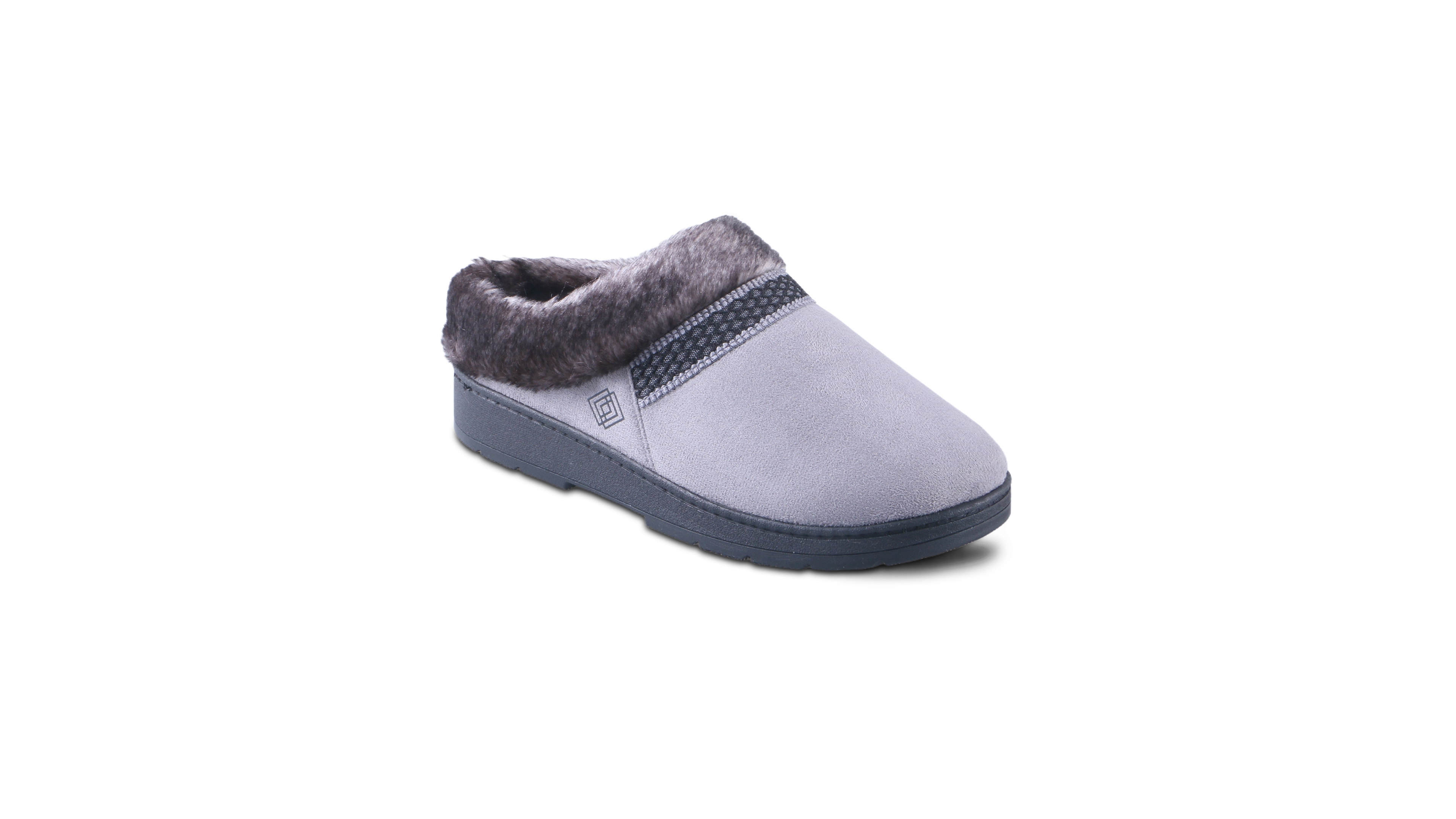 Isotoner Signature Women's Clara Faux-Fur Trim Cushioned Footbed Clog Mules