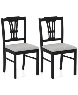 Wooden Dining Chairs Set of 2 Upholstered Kitchen Chairs with Solid Rubber Wood Frame