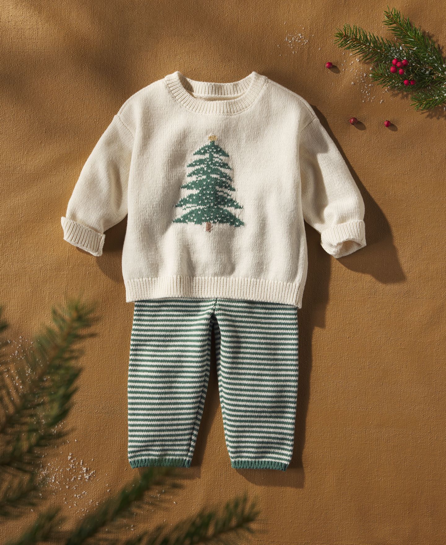 Комплект Carter's Holiday-Tree Graphic Sweater and Pants, 2-Piece Set для малышей, цвет: Кремовый / Зелёный — фото 5