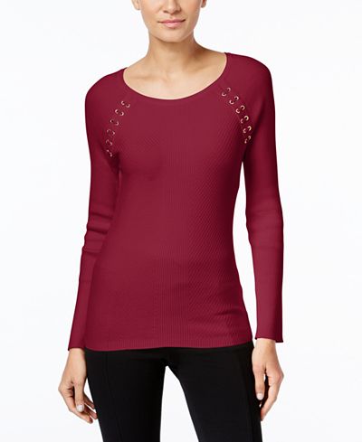 INC International Concepts Lace-Up Sweater, Only at Macy's