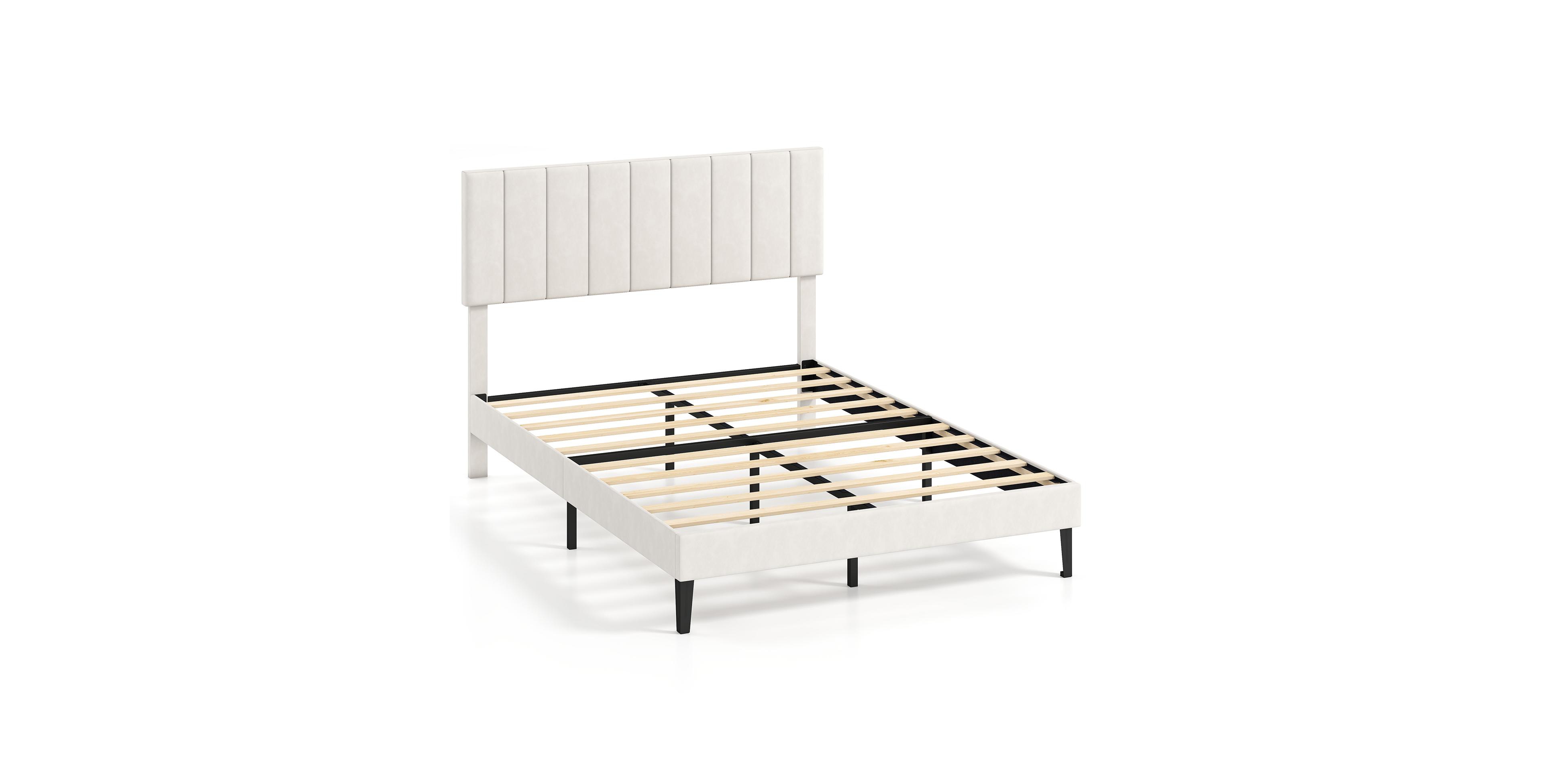 Mecale Full Size Velvet Upholstered Platform Bed Frame
