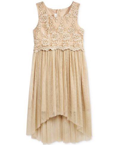 Bonnie Jean Lace Metallic Popover Dress, Big Girls (7-16)