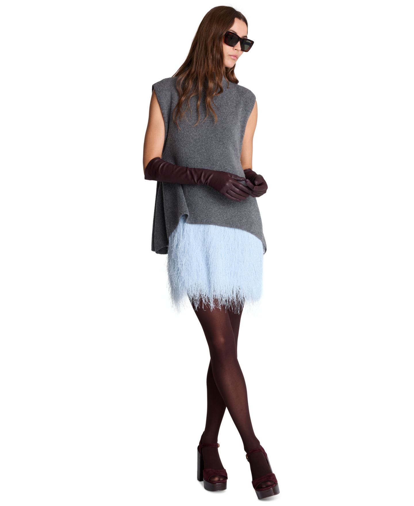Женский жилет Kenneth Cole Side-Pleated Sleeveless Mock Neck, цвет: Средний меланжевый серый — фото 5