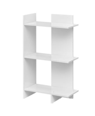 Anti-Tip 3-Tier Wood Panel Bookshelf for Small Rooms