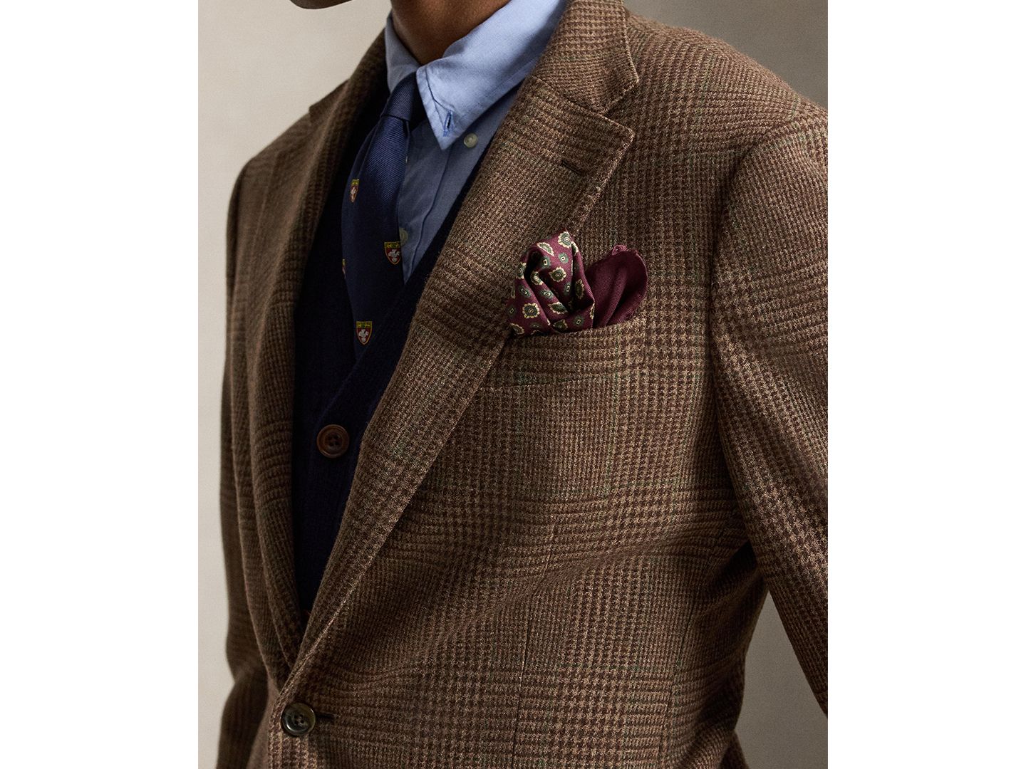 Мужской пиджак Polo Ralph Lauren Wool-Blend Glen Plaid Modern-Fit Sport Coat, цвет: Коричневый разноцветный / Зелёный — фото 3