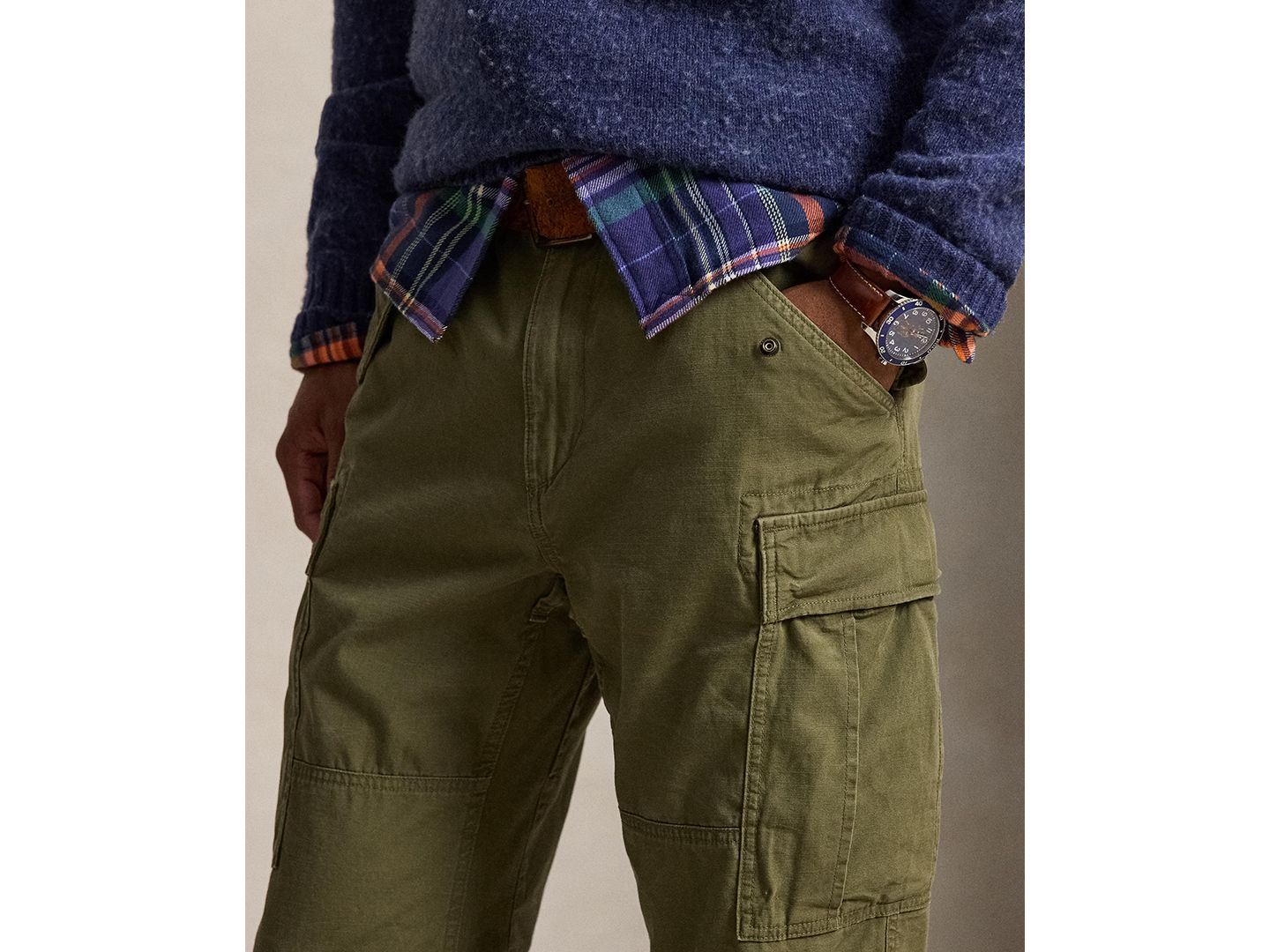 Мужские брюки Polo Ralph Lauren Classic-Fit Canvas Cargo, цвет: Оливковый — фото 3