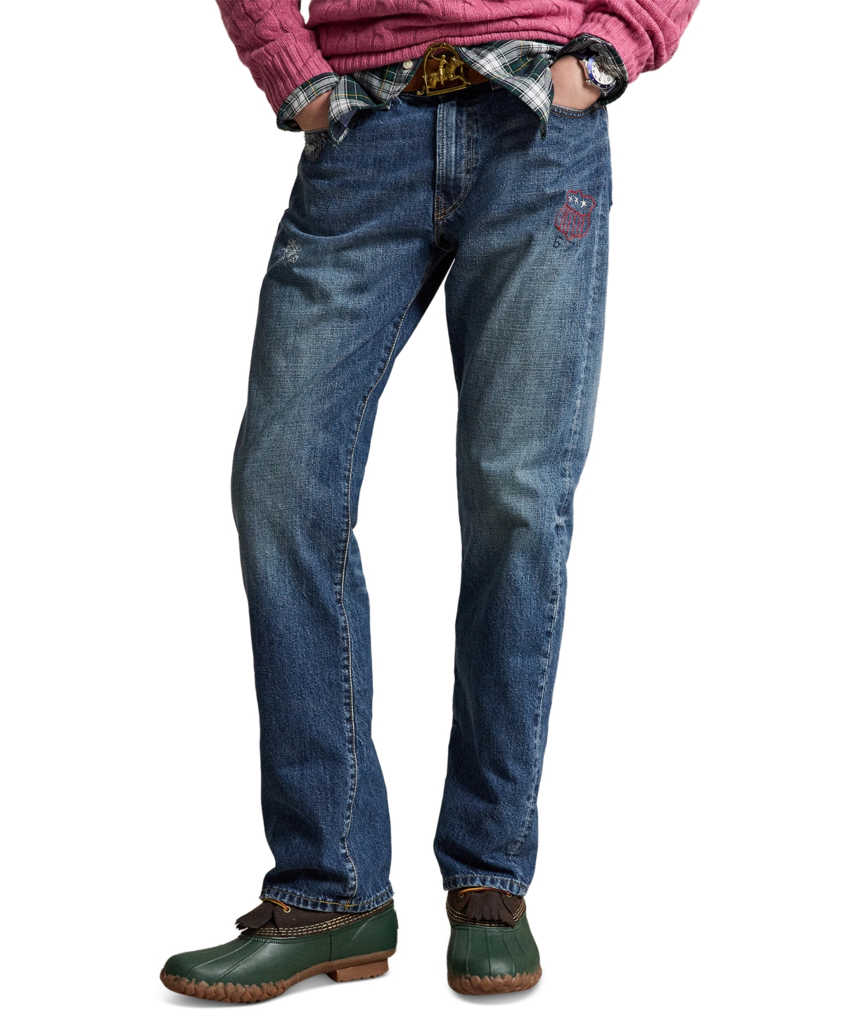 Polo Ralph Lauren Men's Hampton Straight-Leg Relaxed Distressed Jeans