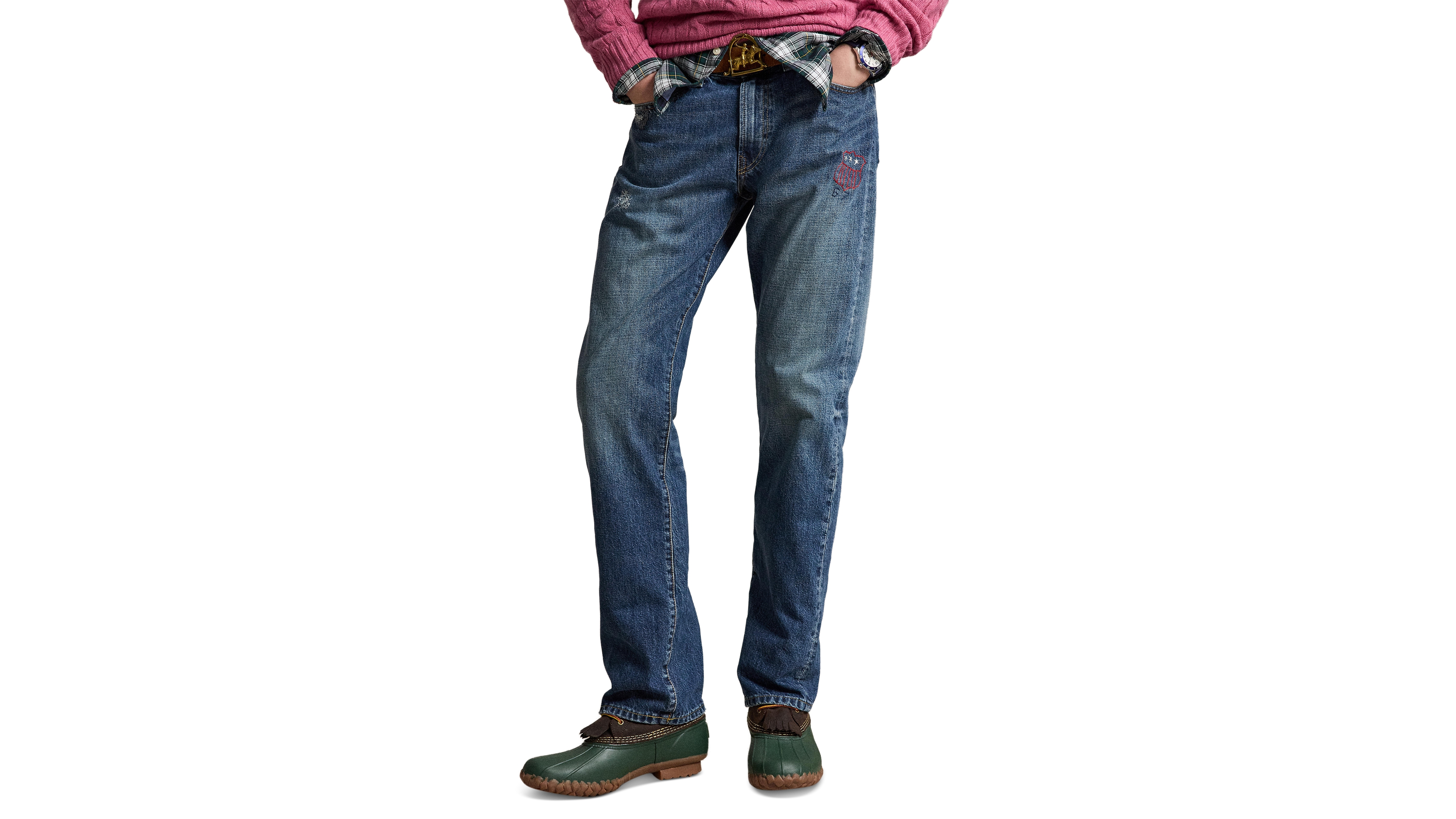 Polo Ralph Lauren Men's Hampton Straight-Leg Relaxed Distressed Jeans
