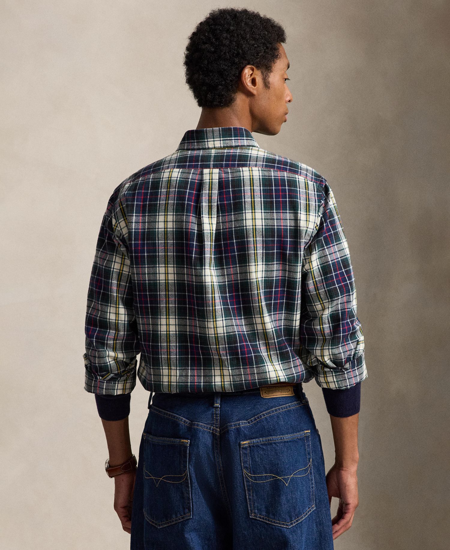 Men's Plaid Custom-Fit Brushed Oxford Shirt