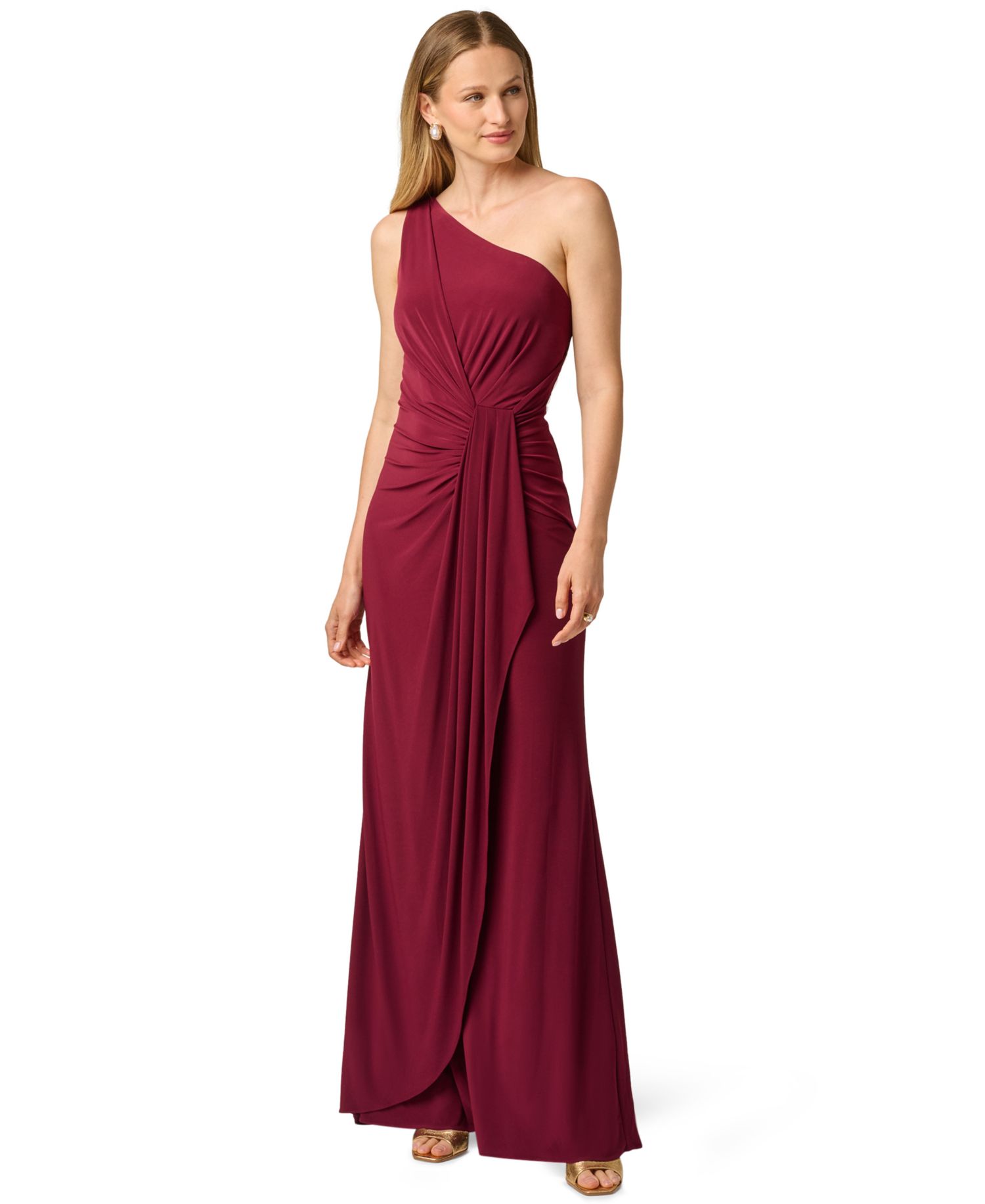 Women's One-Shoulder Matte-Jersey Ruched Gown