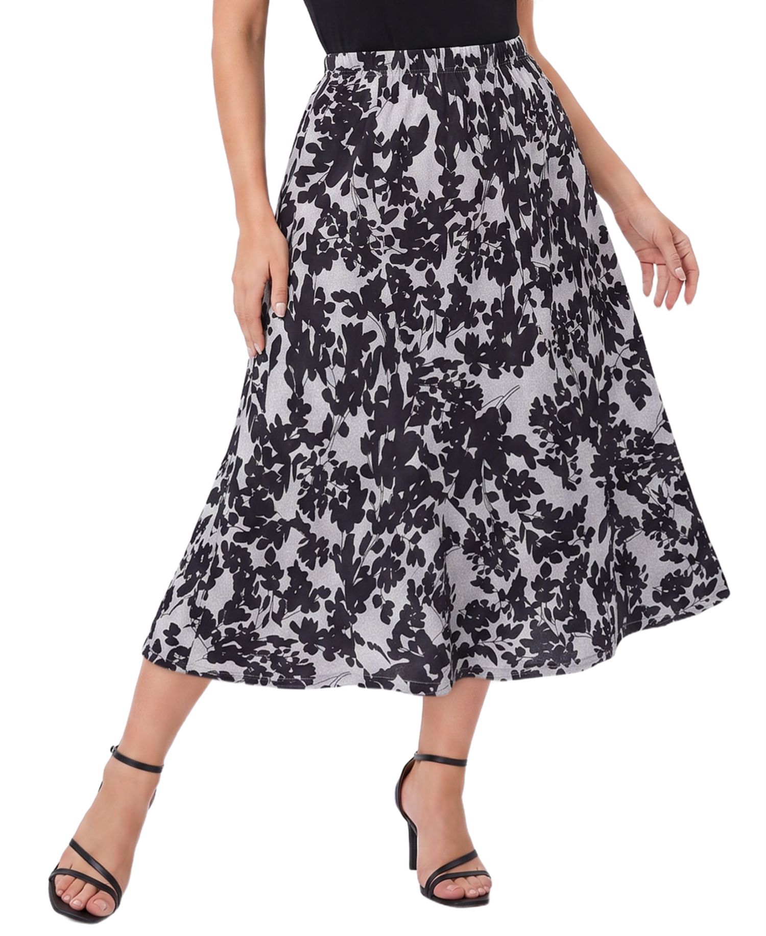 Women's High-Waisted Midi A-Line Skirt