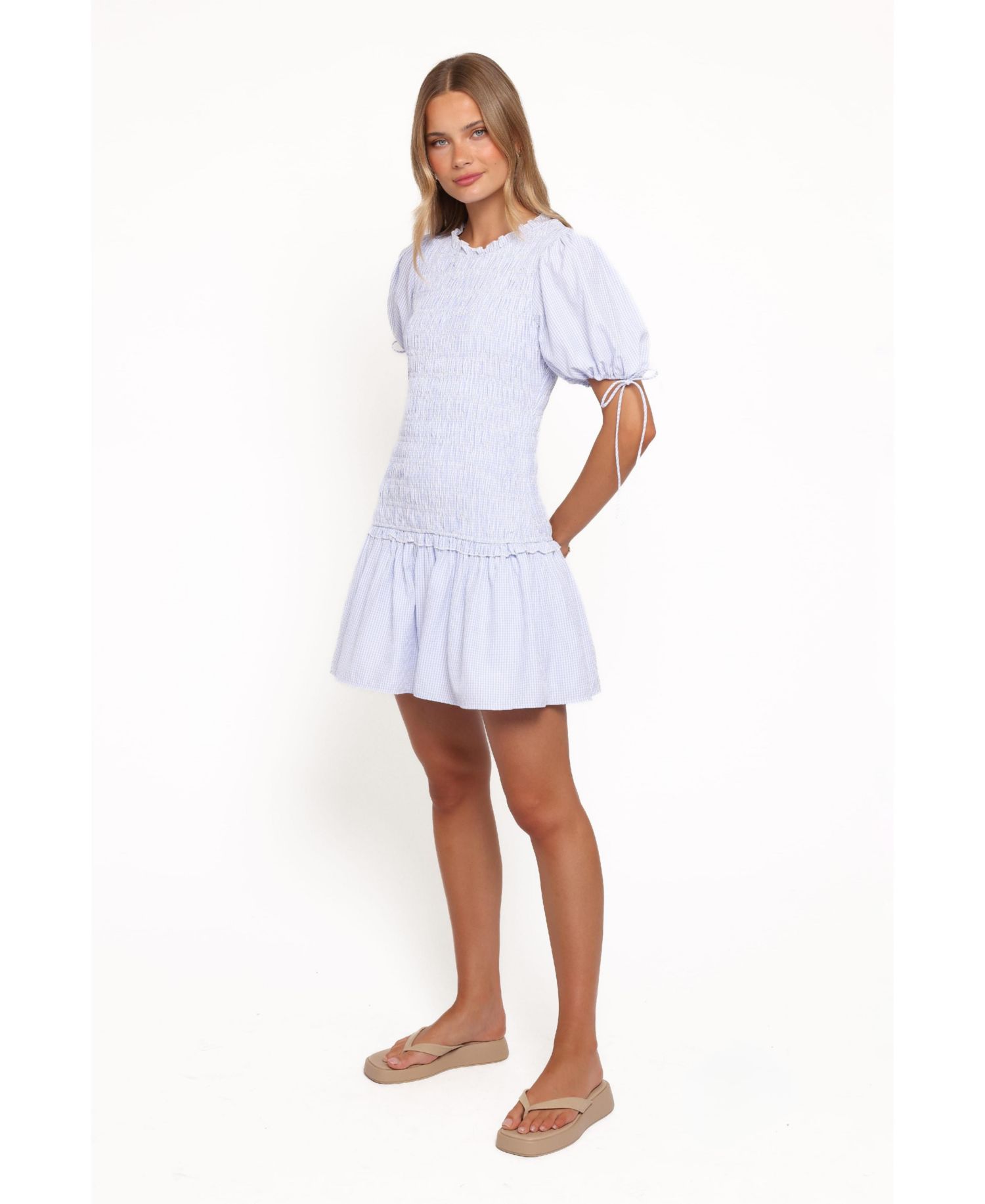 Women's Kaelyn Fit & Flare Puff Sleeve Gingham Mini Dress