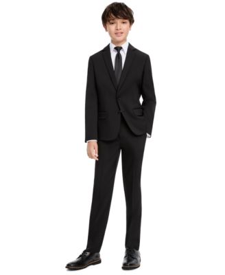 Boys' 8-20 Sharkskin Formal Jacket, Pants, Dress Shirt and Tie, 4-Piece Set