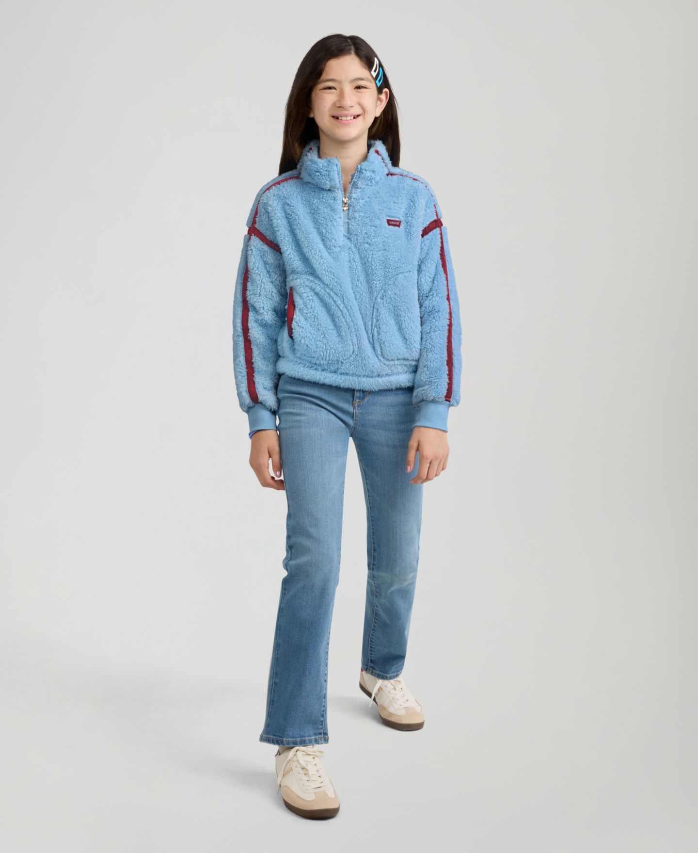 Свитер Levi's Sherpa Half-Zip Pullover для девочек, цвет: Angel Falls — фото 2