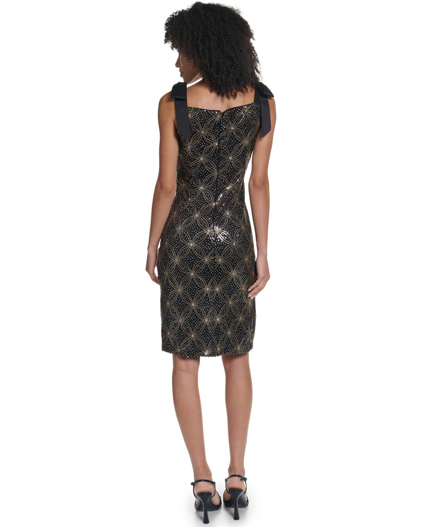 Women's Geo Sequin Square Neck Dress