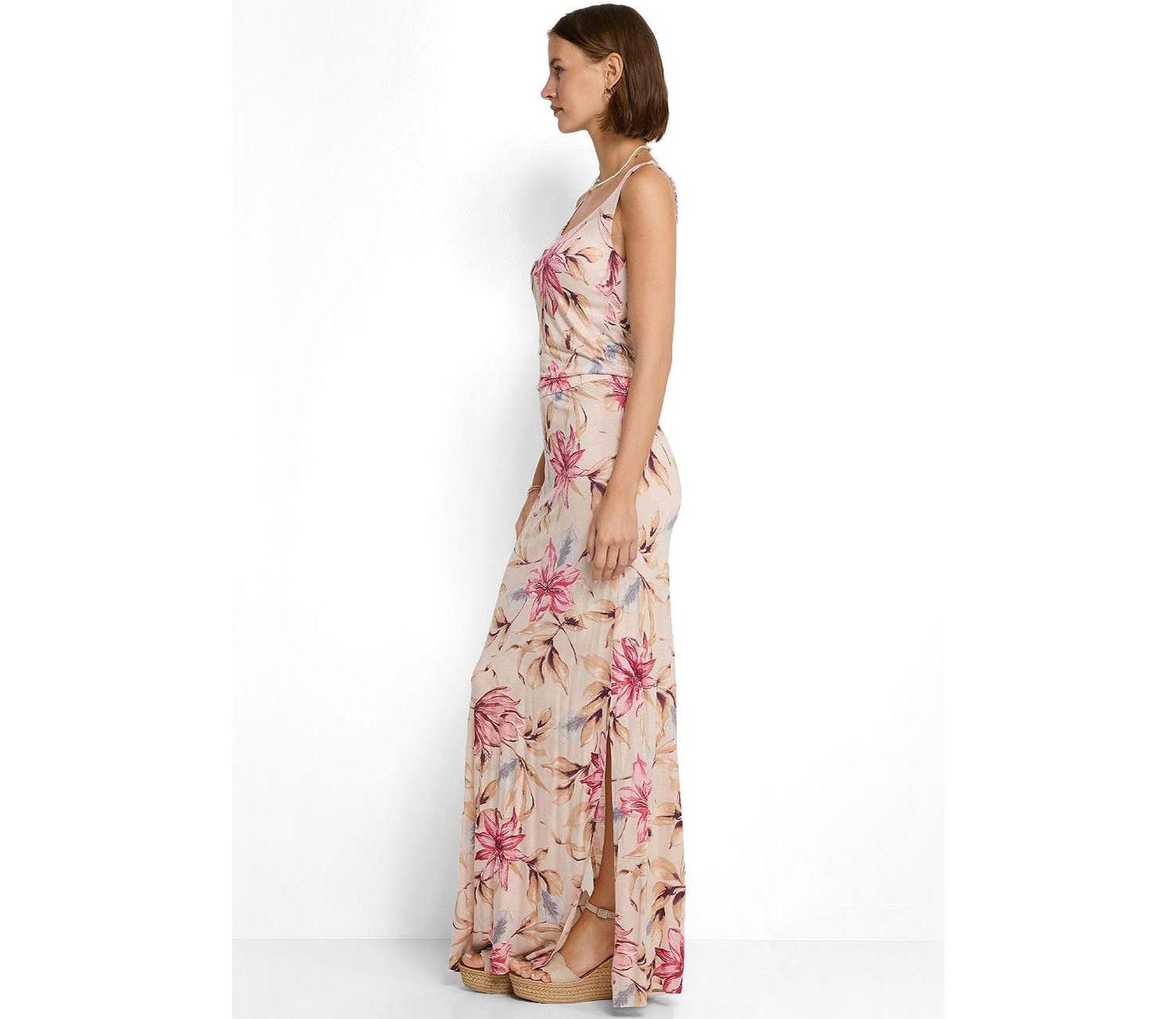 Women's Floral-Print Column Scoop Neck Maxi Dress