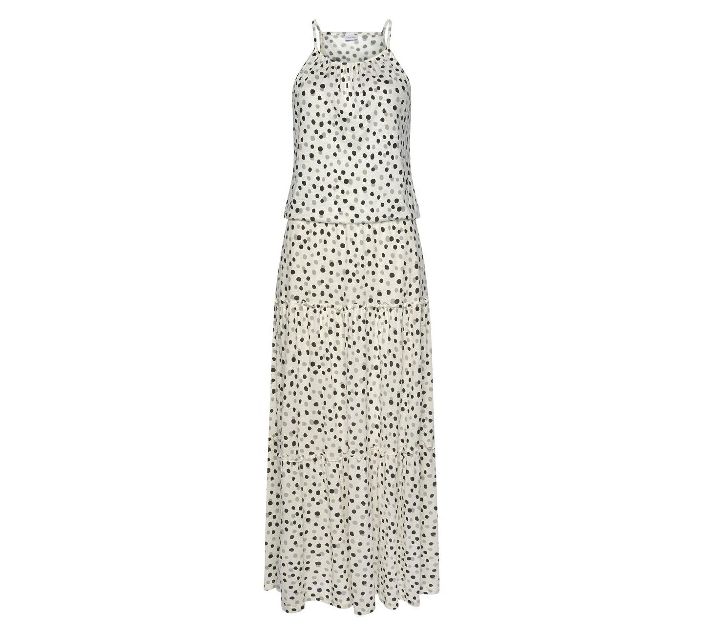 Женское платье Lascana Polka-Dot Tiered High-Neck Maxi, цвет: Белый разноцветный — фото 6
