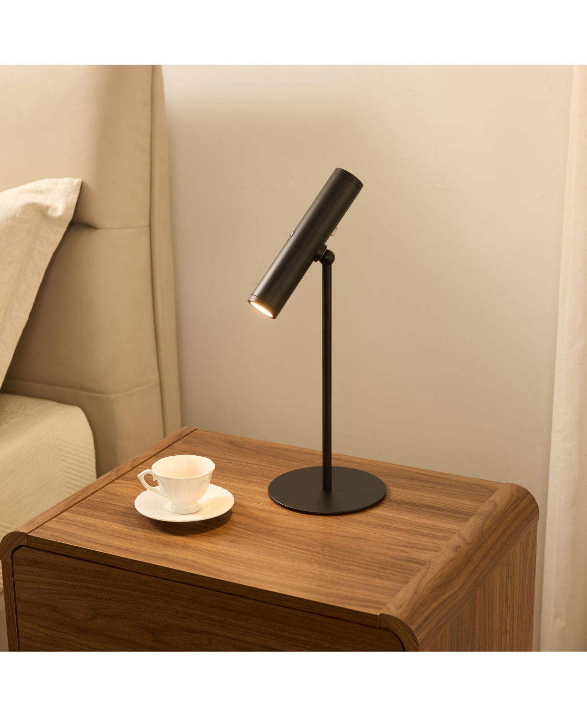 Kings Brand Furniture Cordless Rechargeable Table Lamp with Detachable Magnetic Adjustable Head, Touch Dimmable - Black