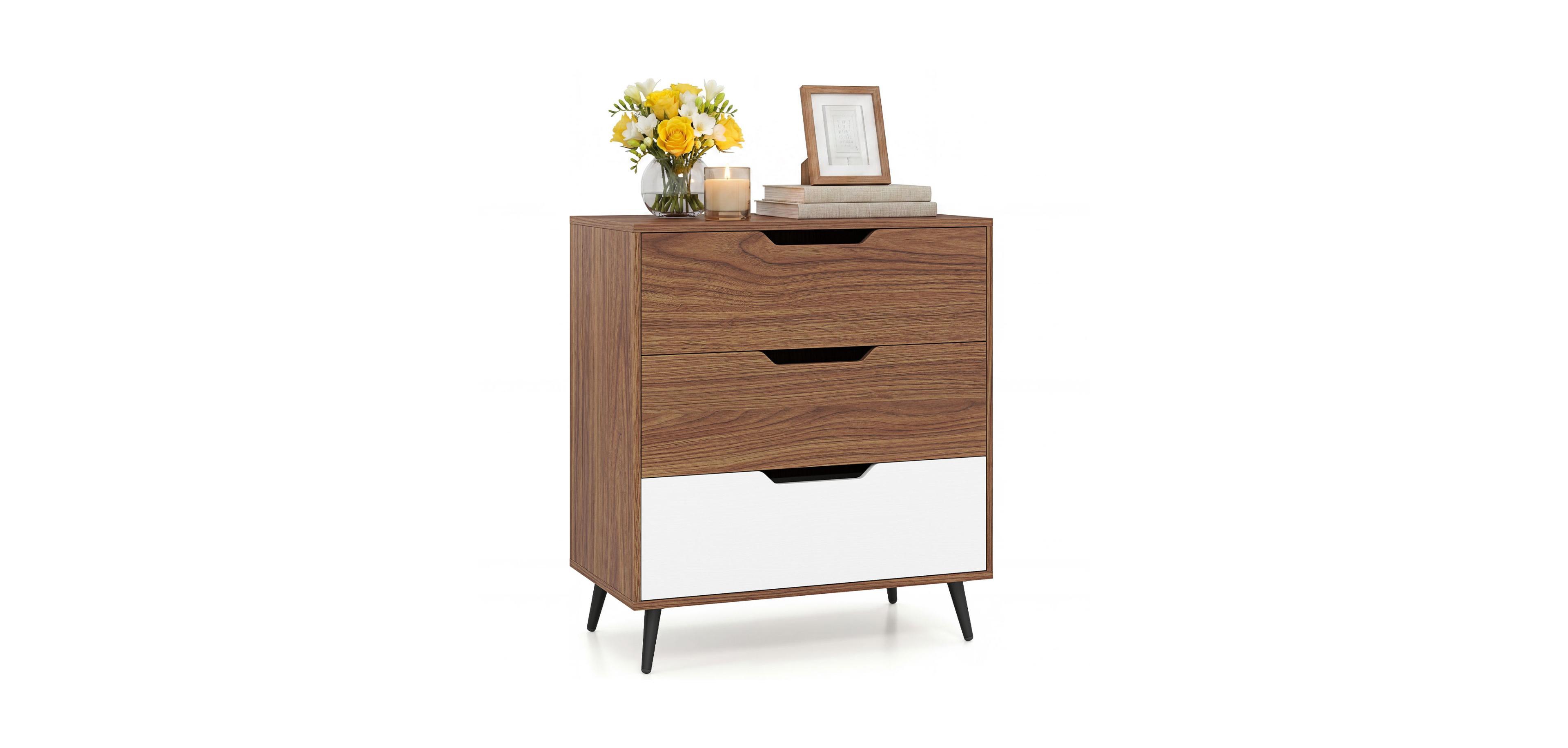 Mecale 3 Drawer Rustic Farmhouse Wooden Storage Dresser