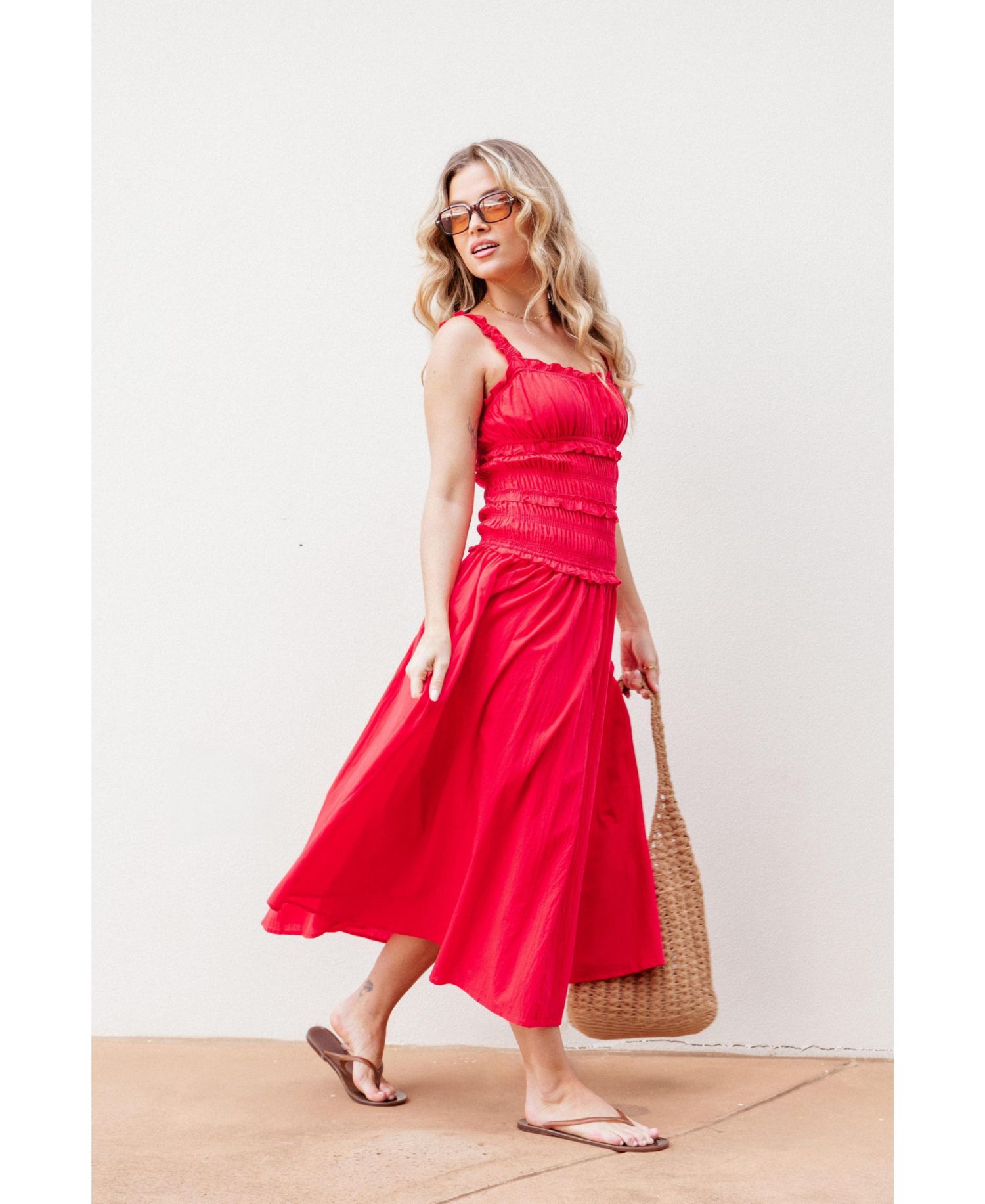 Women's Enola Square Neck A-Line Midi Dress