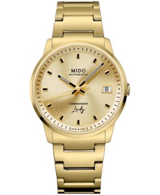 Women's Commander Lady Swiss Automatic Champagne Dial Gold-Tone Stainless Steel Bracelet Watch 34mm