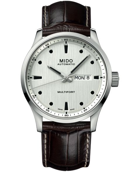 Мужские часы Mido Swiss Automatic Multifort Black Leather Strap Watch 42mm