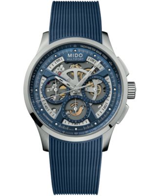 Men's Swiss Automatic Multifort Skeleton Chronograph Rubber Watch 43mm