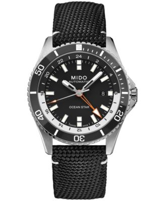 Men's Swiss Automatic Ocean Star GMT Black Nylon Band Watch 44mm