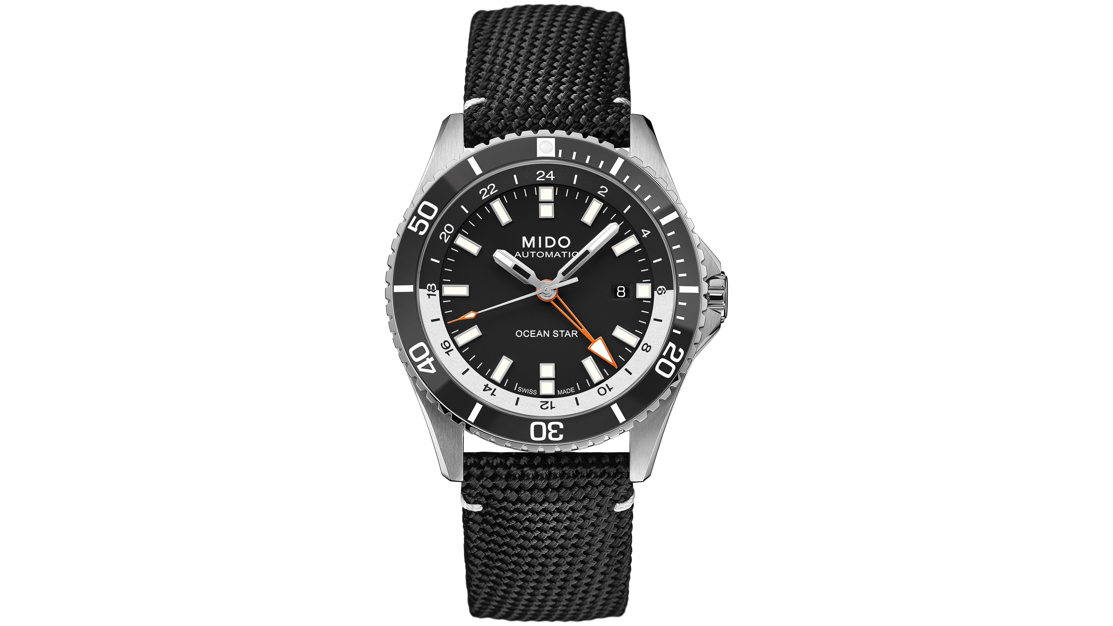 Mido Men's Swiss Automatic Ocean Star Gmt Black Nylon Band Watch, 44mm