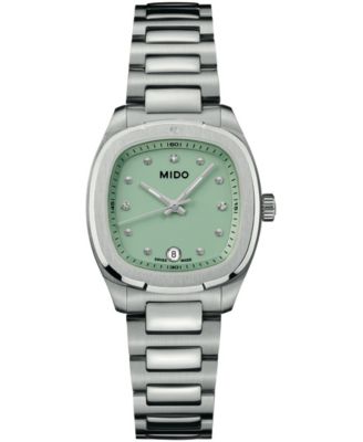 Women's Swiss Quartz Multifort TV Green Dial Stainless Steel Watch 28mm