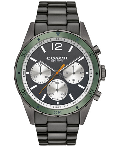 COACH Men's Chronograph Gunmetal Ion-Plated Bracelet Watch 44mm 14602118