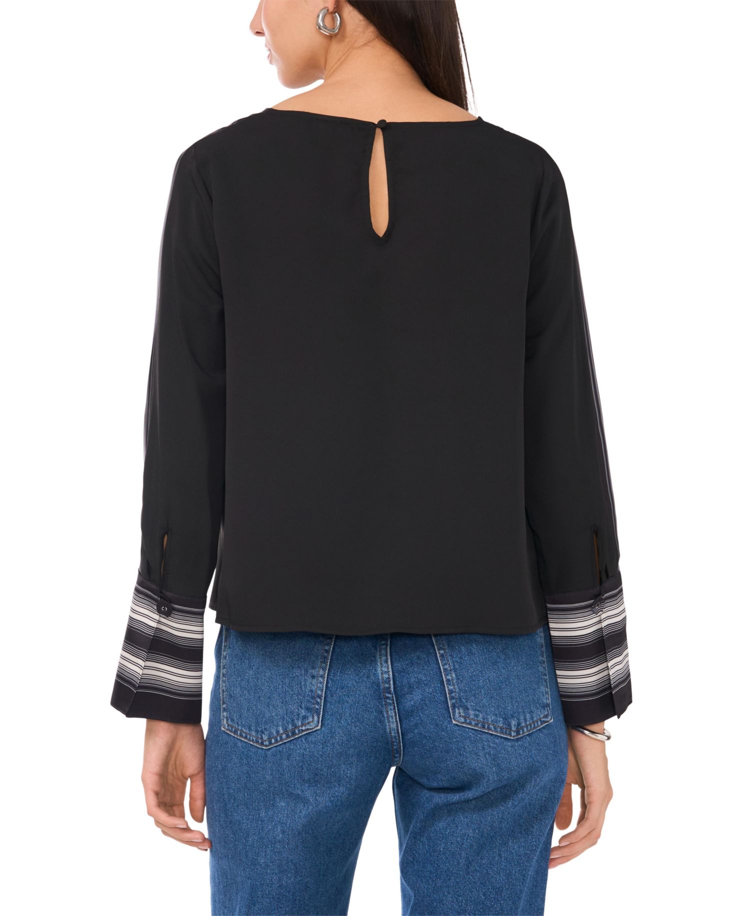 Women's Striped-Trim Extended-Cuff Top