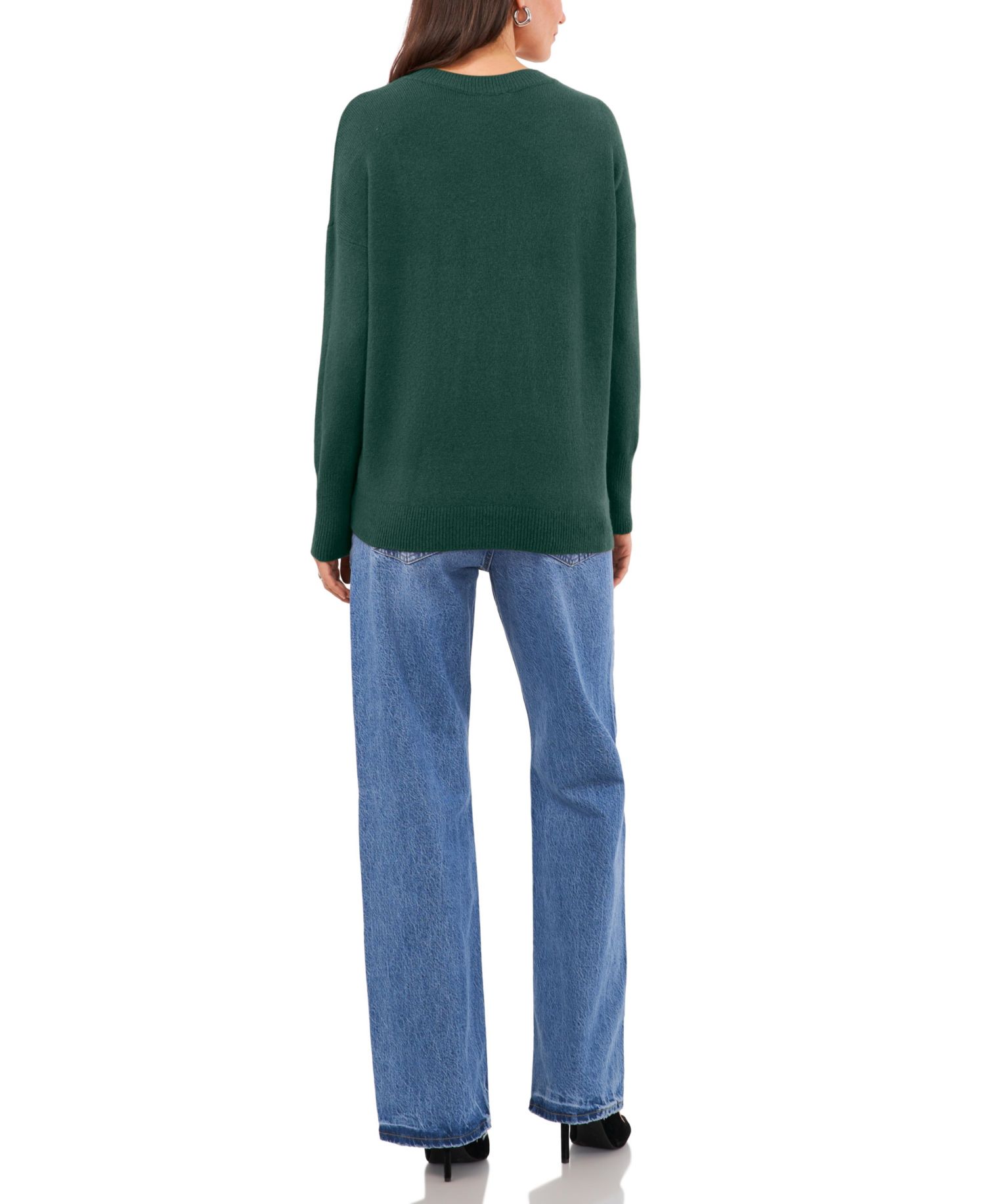 Women's Cozy V-Neck Dropped-Shoulder Sweater