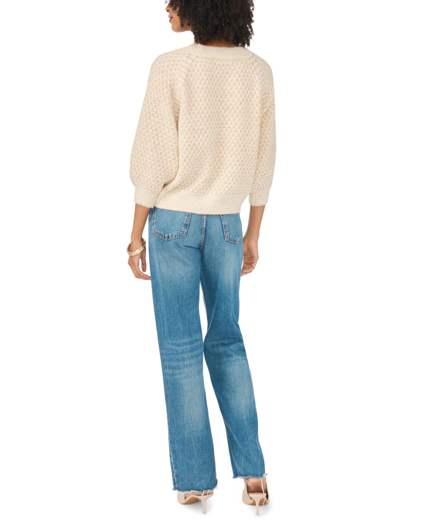 Женский свитер Vince Camuto Tuck Stitch Raglan Crewneck, цвет: Malted — фото 5