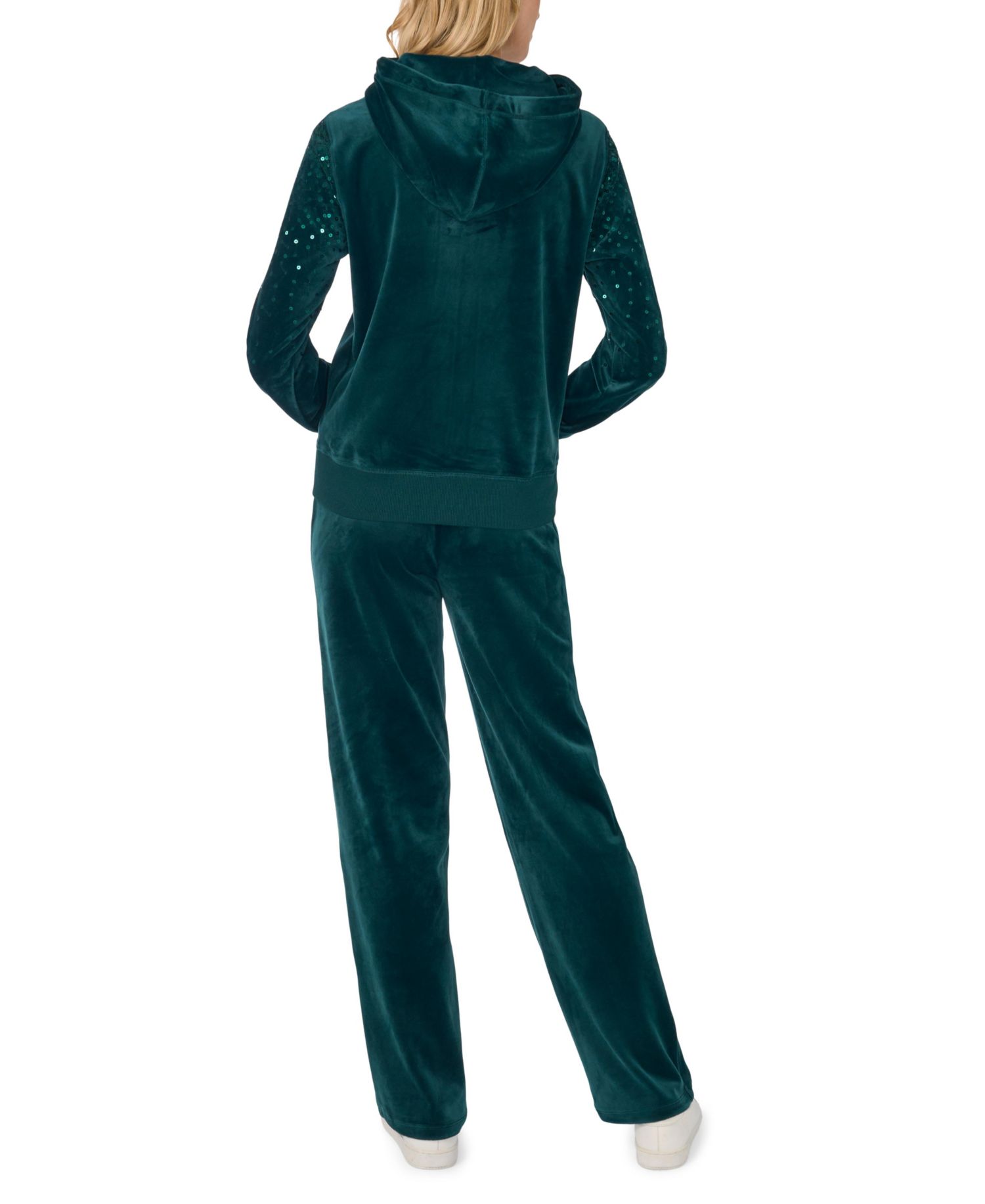 Plus Size Velour Zip-Front Hoodie Jacket