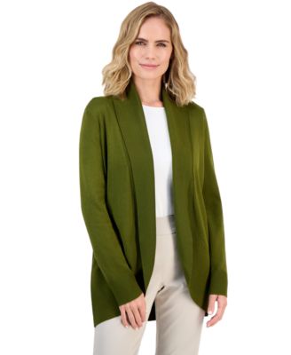 Women's Curved Hem Open-Front Long-Sleeve Cardigan, Macy's Exclusive