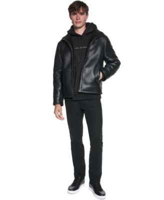 Men's Sherpa-Lined Lightweight Faux Leather Jacket