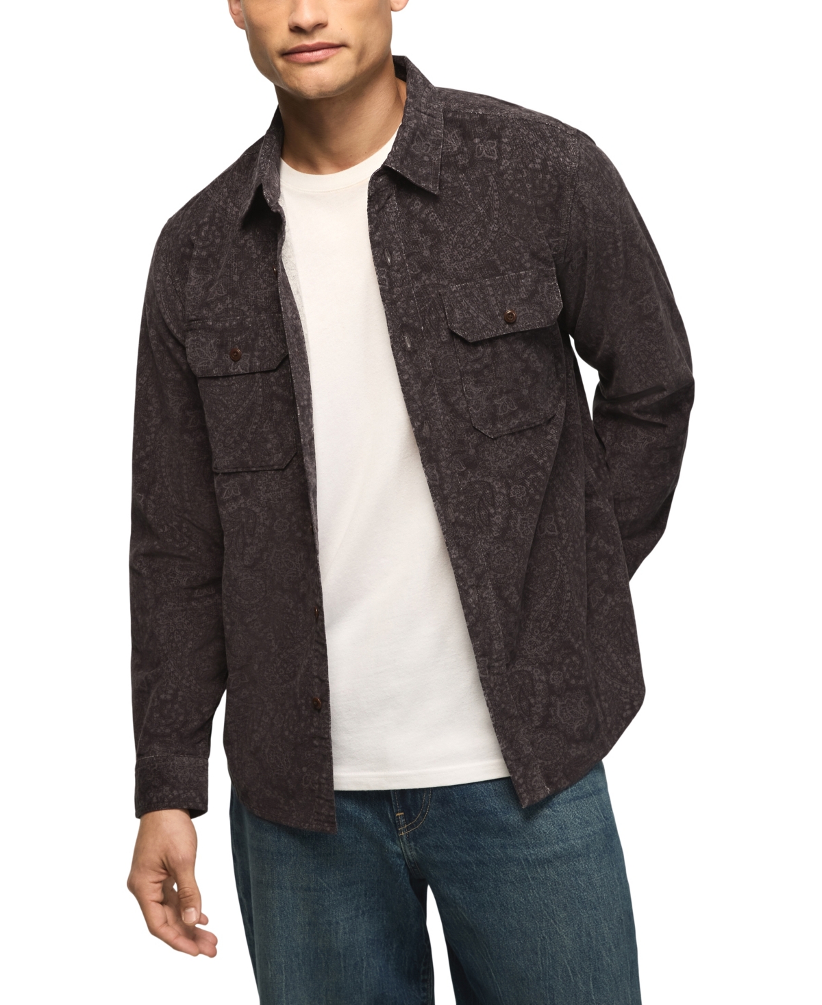 Lucky Brand Men's Printed Corduroy Long-Sleeve Workshirt